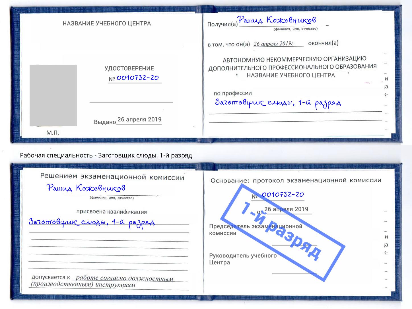 корочка 1-й разряд Заготовщик слюды Тюмень