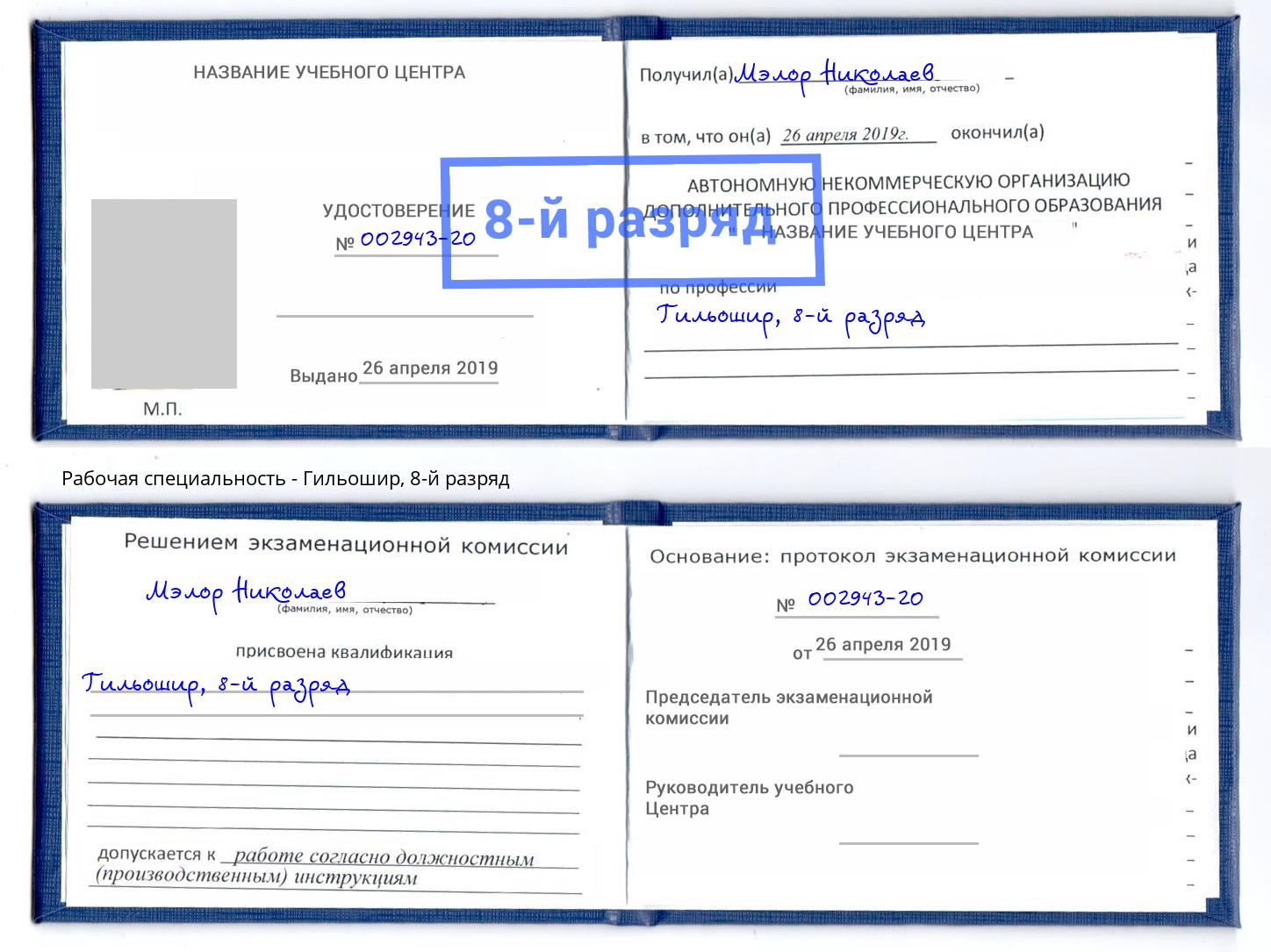 корочка 8-й разряд Гильошир Тюмень
